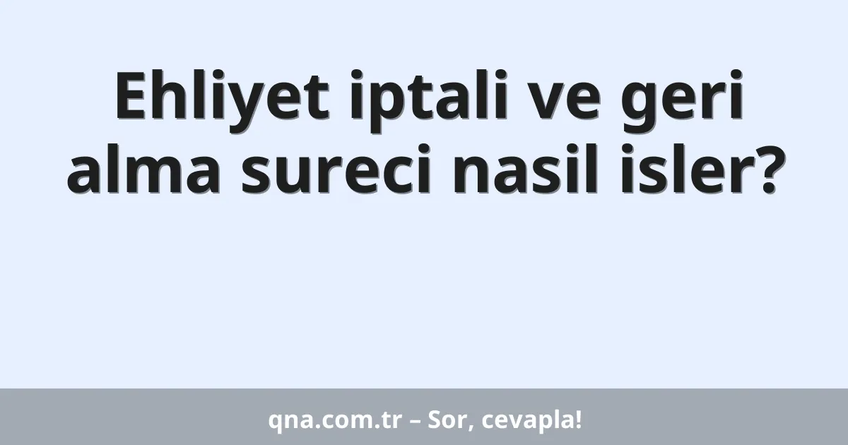 Ehliyet iptali ve geri alma sureci nasil isler?