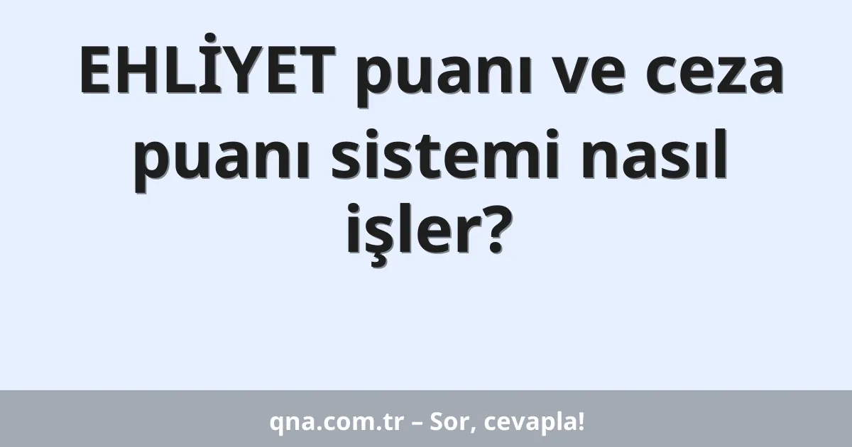 EHLİYET puanı ve ceza puanı sistemi nasıl işler?