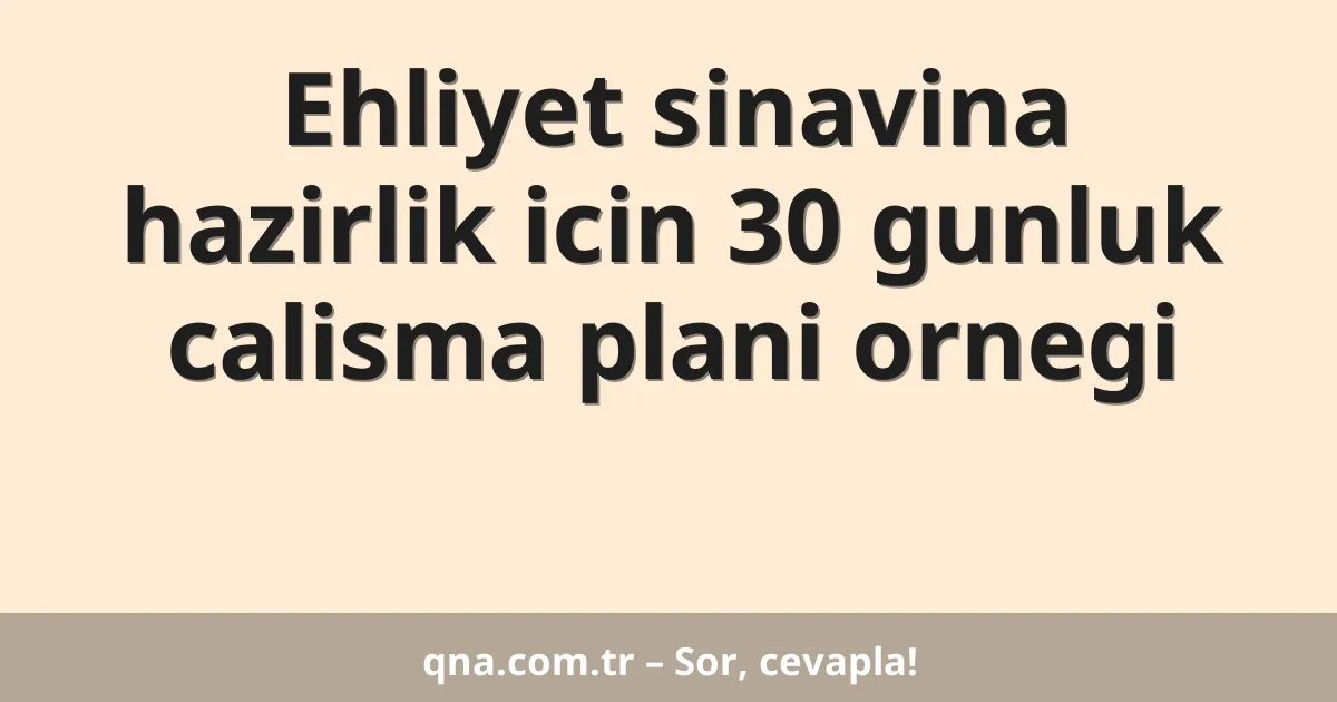 Ehliyet sinavina hazirlik icin 30 gunluk calisma plani ornegi
