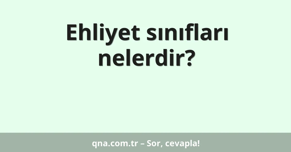 Ehliyet sınıfları nelerdir?
