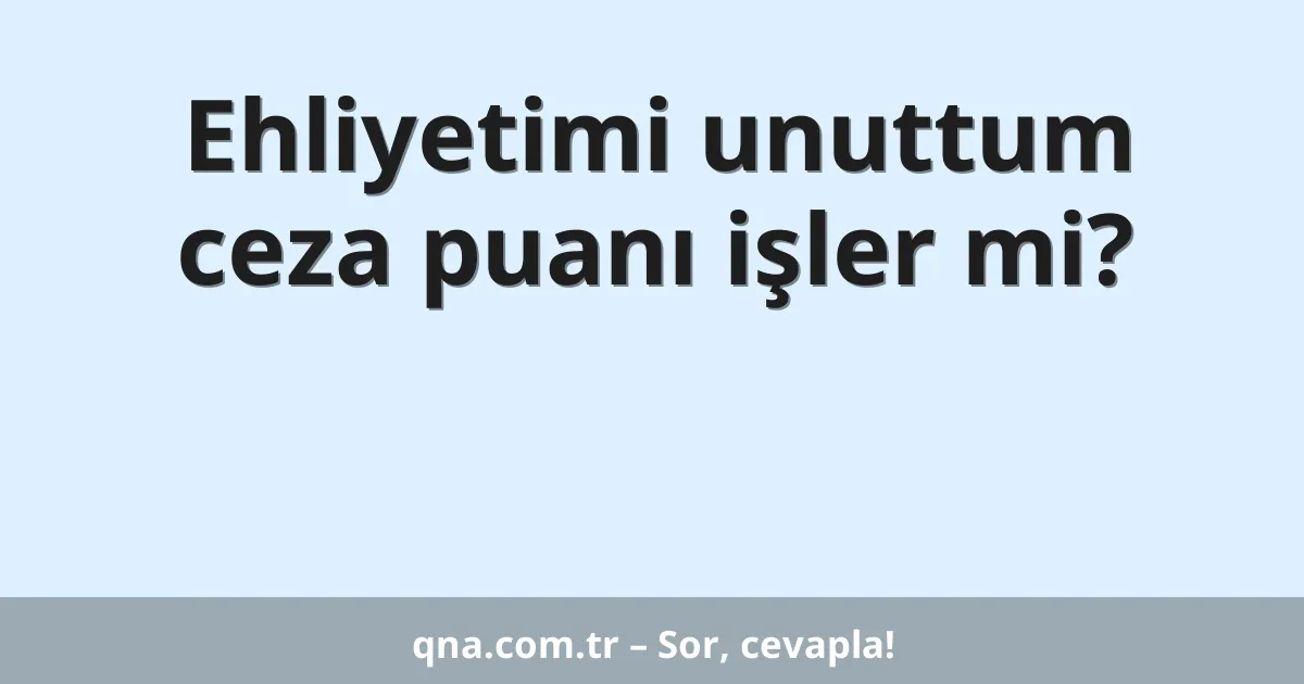Ehliyetimi unuttum ceza puanı işler mi?