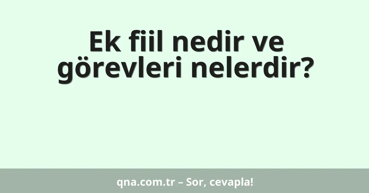 Ek fiil nedir ve görevleri nelerdir?