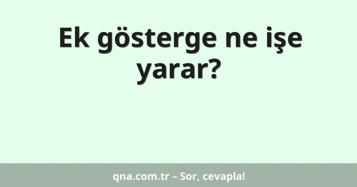 Ek gösterge ne işe yarar?