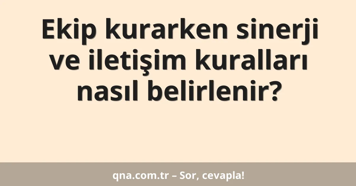 Ekip kurarken sinerji ve iletişim kuralları nasıl belirlenir?