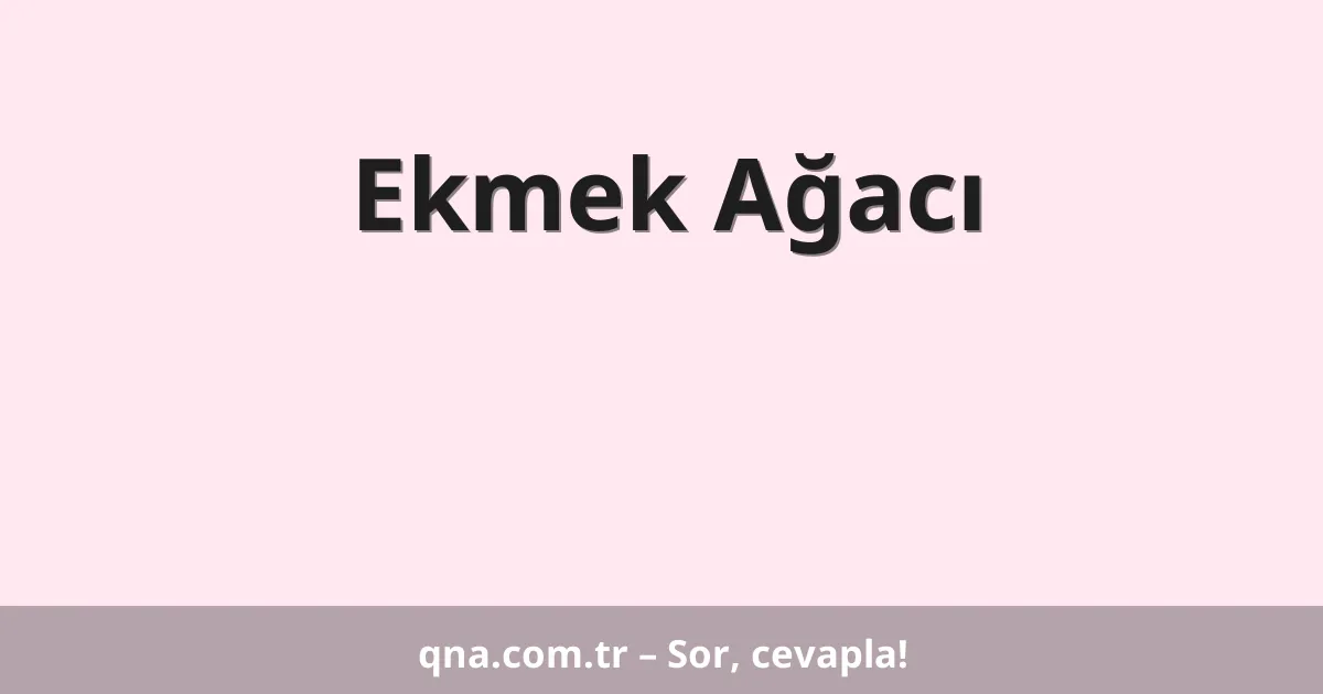 Ekmek Ağacı