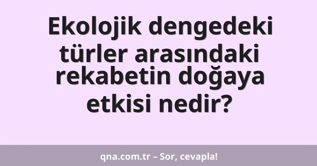 Ekolojik dengedeki türler arasındaki rekabetin doğaya etkisi nedir?