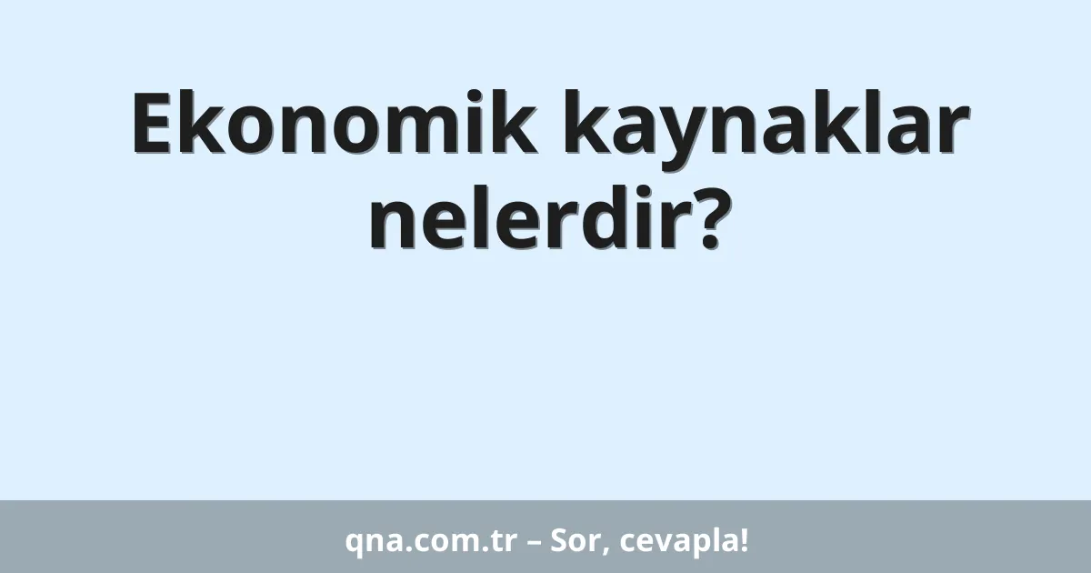 Ekonomik kaynaklar nelerdir?