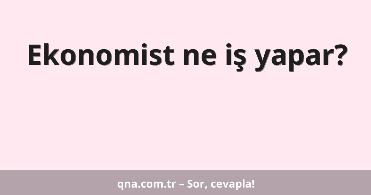 Ekonomist ne iş yapar?