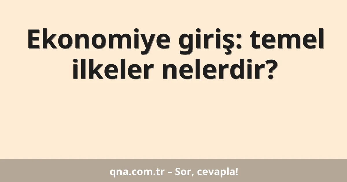 Ekonomiye giriş: temel ilkeler nelerdir?