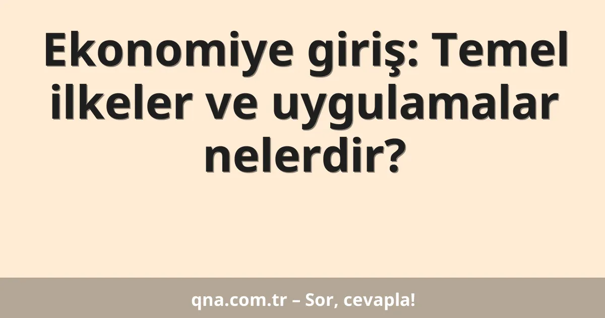 Ekonomiye giriş: Temel ilkeler ve uygulamalar nelerdir?