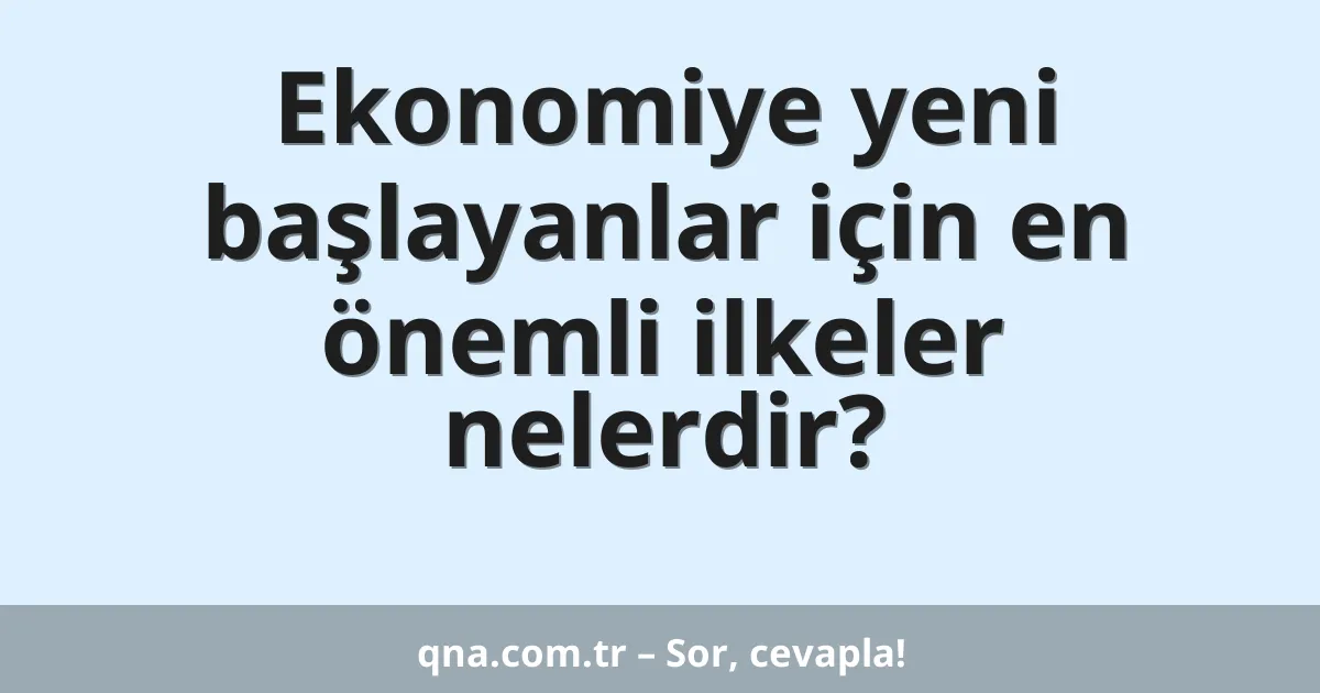 Ekonomiye yeni başlayanlar için en önemli ilkeler nelerdir?