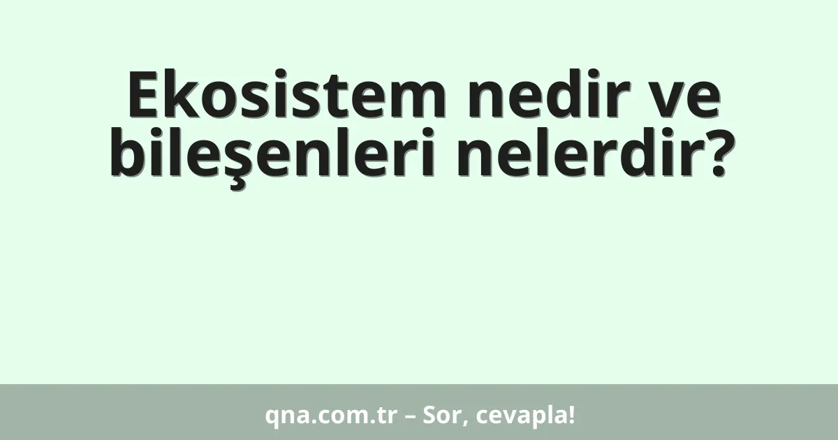 Ekosistem nedir ve bileşenleri nelerdir?