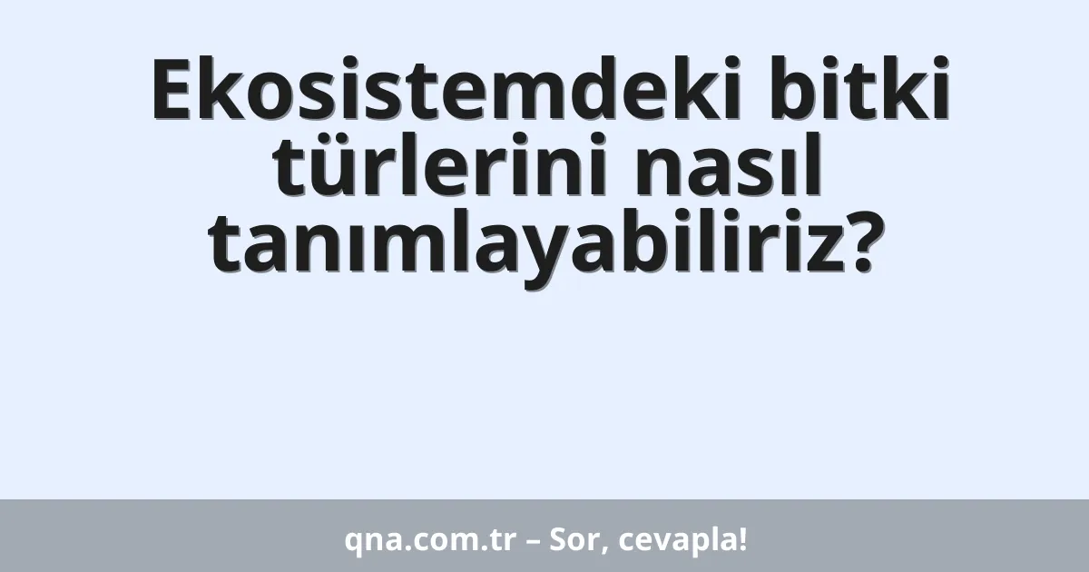 Ekosistemdeki bitki türlerini nasıl tanımlayabiliriz?