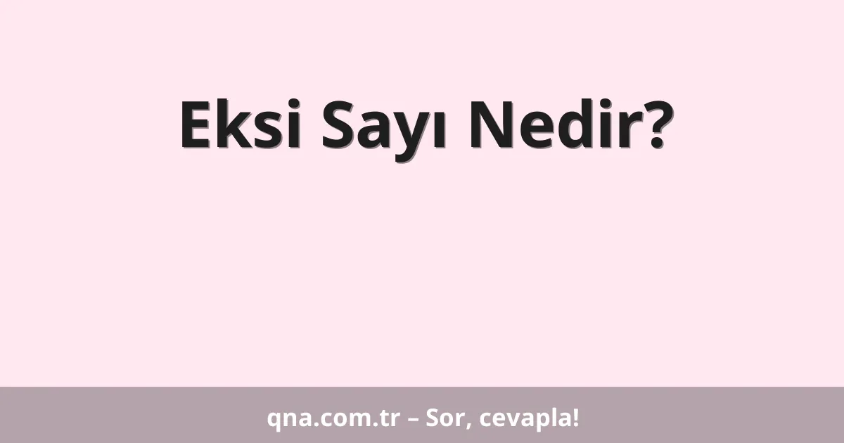 Eksi Sayı Nedir?