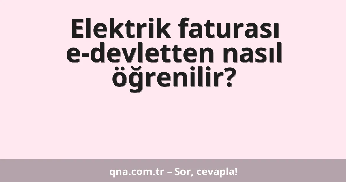 Elektrik faturası e-devletten nasıl öğrenilir?