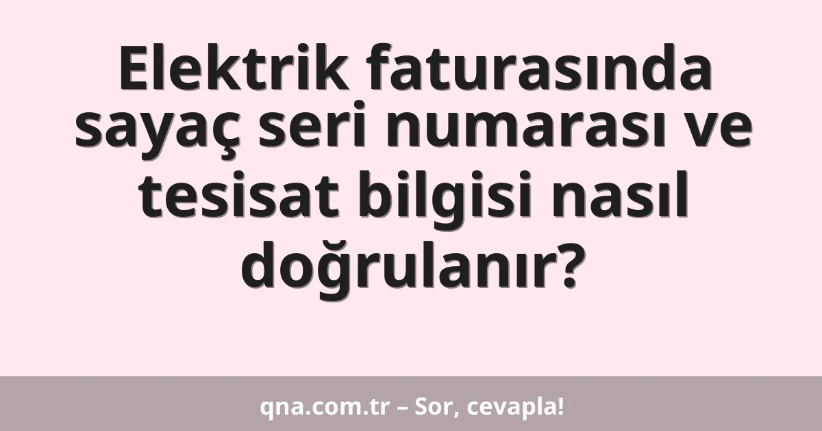 Elektrik faturasında sayaç seri numarası ve tesisat bilgisi nasıl doğrulanır?
