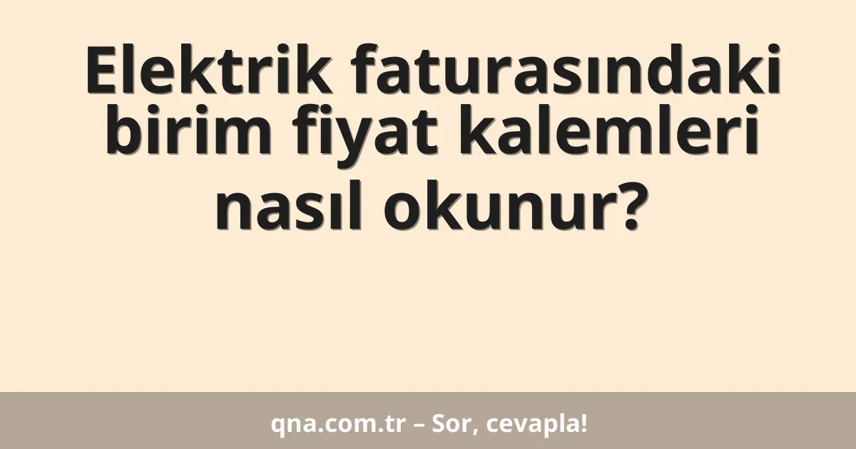 Elektrik faturasındaki birim fiyat kalemleri nasıl okunur?