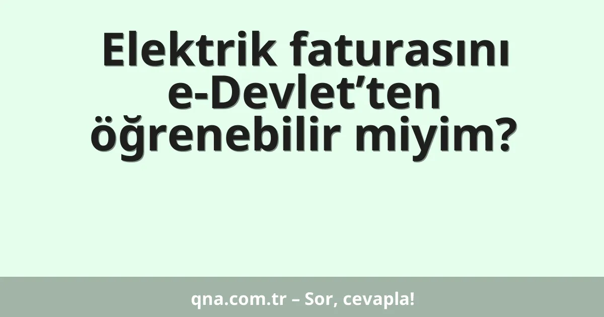 Elektrik faturasını e-Devlet’ten öğrenebilir miyim?