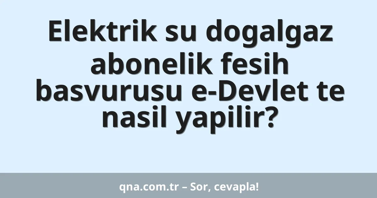 Elektrik su dogalgaz abonelik fesih basvurusu e-Devlet te nasil yapilir?