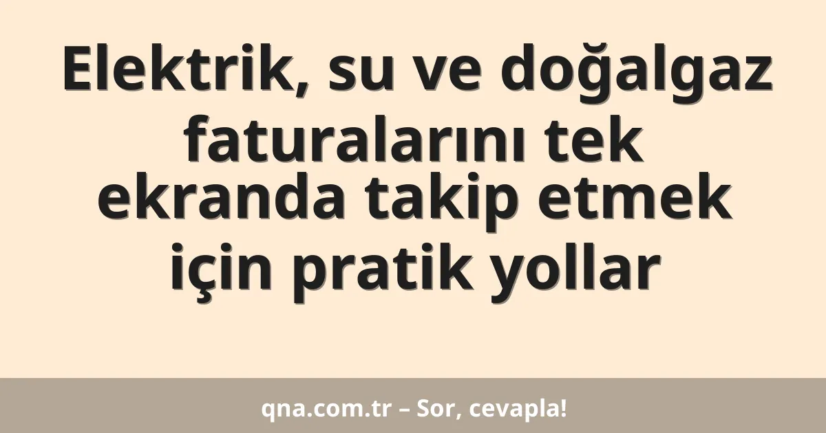 Elektrik, su ve doğalgaz faturalarını tek ekranda takip etmek için pratik yollar