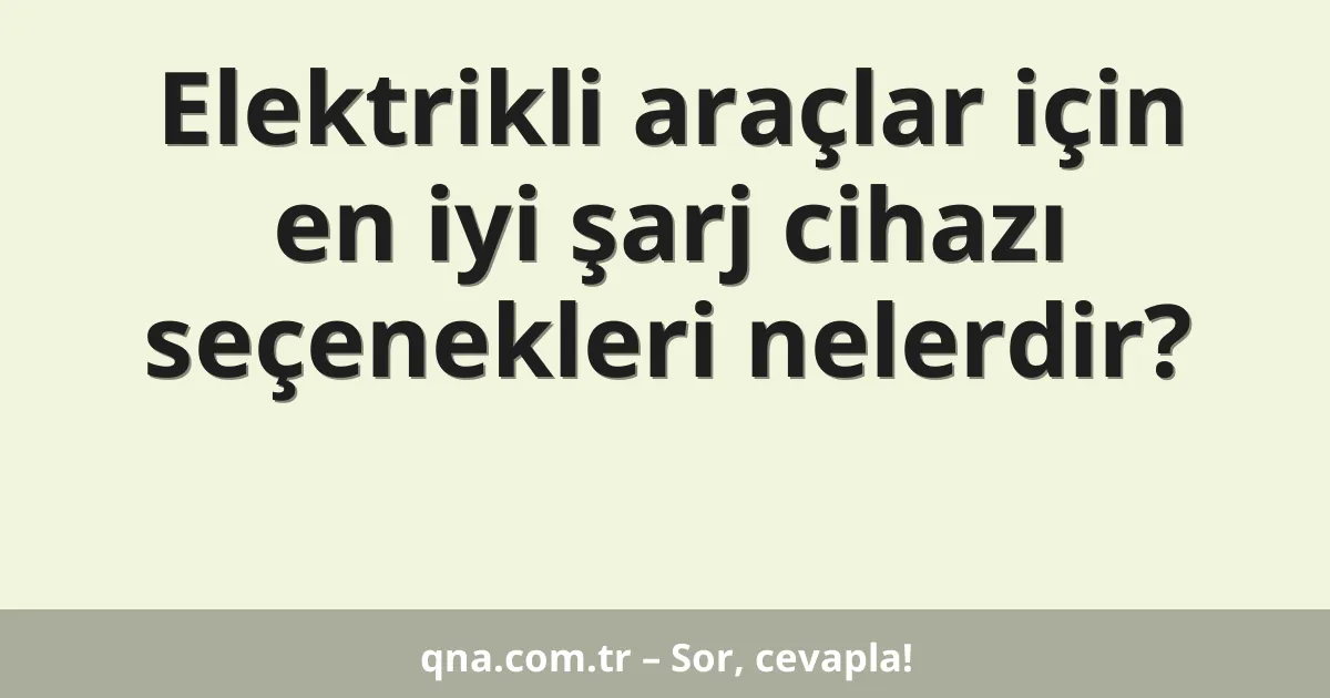 Elektrikli araçlar için en iyi şarj cihazı seçenekleri nelerdir?