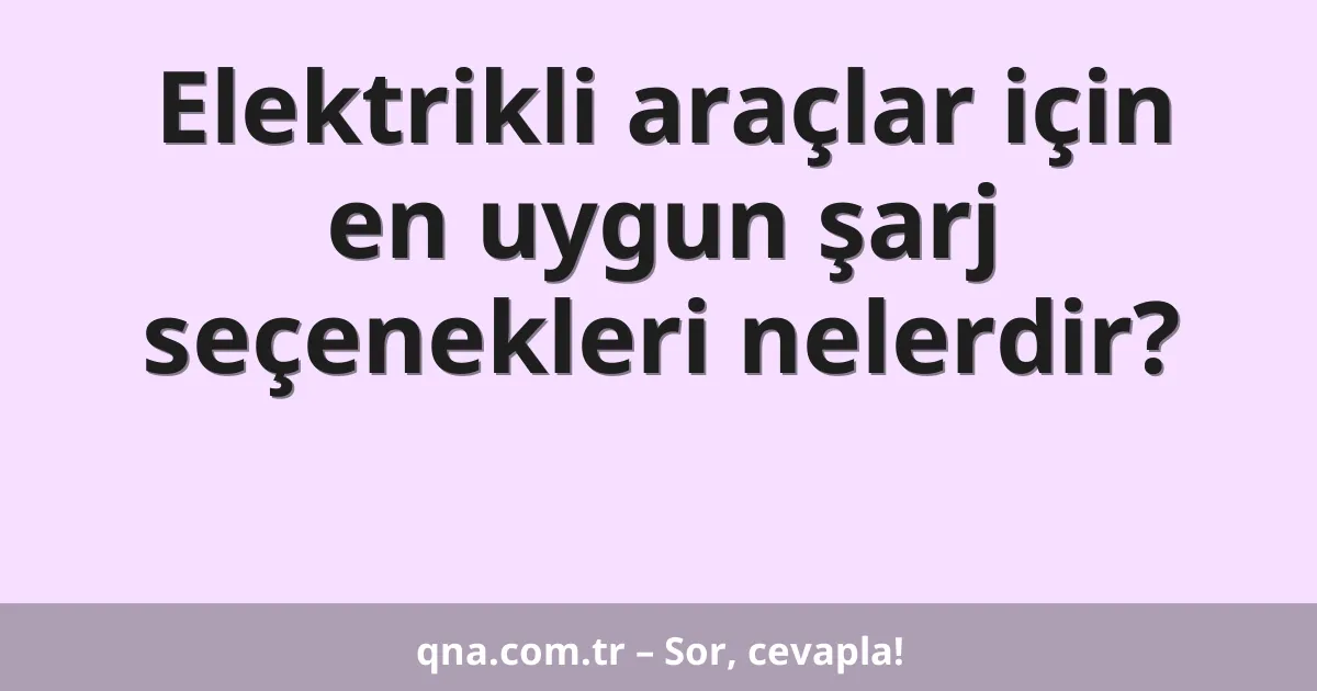Elektrikli araçlar için en uygun şarj seçenekleri nelerdir?
