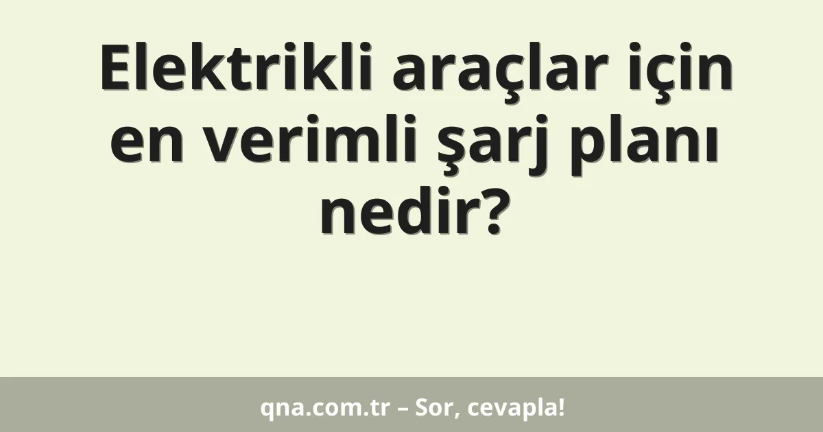 Elektrikli araçlar için en verimli şarj planı nedir?