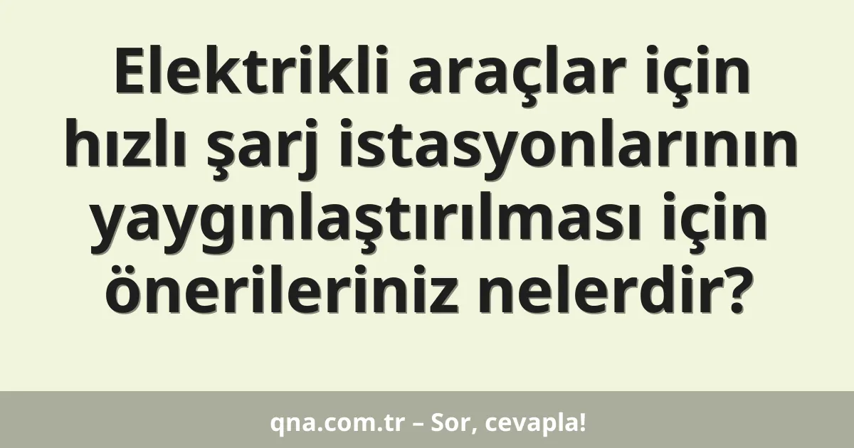 Elektrikli araçlar için hızlı şarj istasyonlarının yaygınlaştırılması için önerileriniz nelerdir?