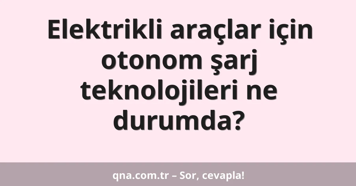 Elektrikli araçlar için otonom şarj teknolojileri ne durumda?