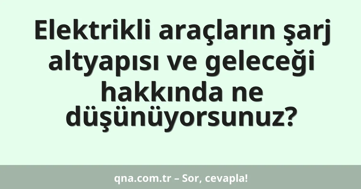 Elektrikli araçların şarj altyapısı ve geleceği hakkında ne düşünüyorsunuz?