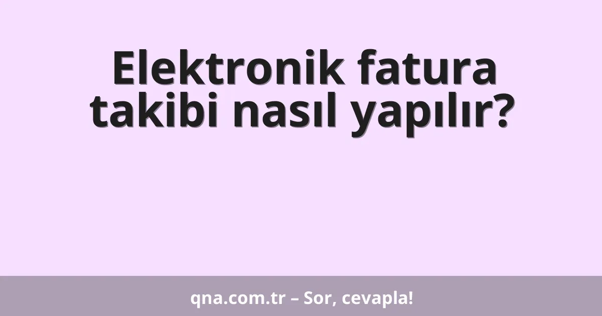 Elektronik fatura takibi nasıl yapılır?