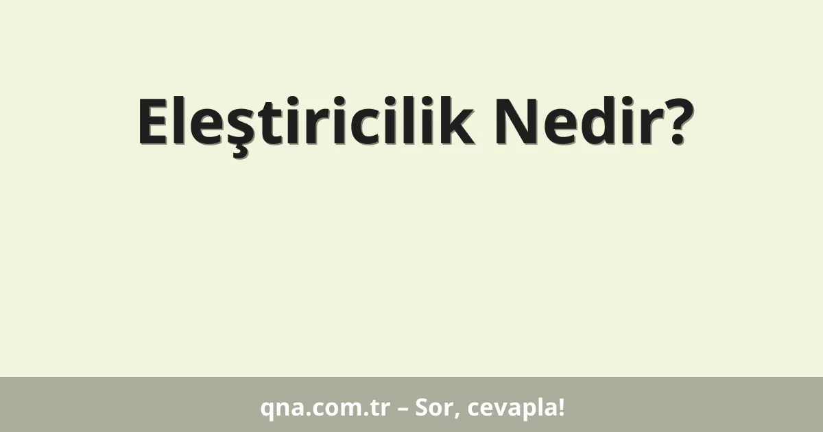 Eleştiricilik Nedir?