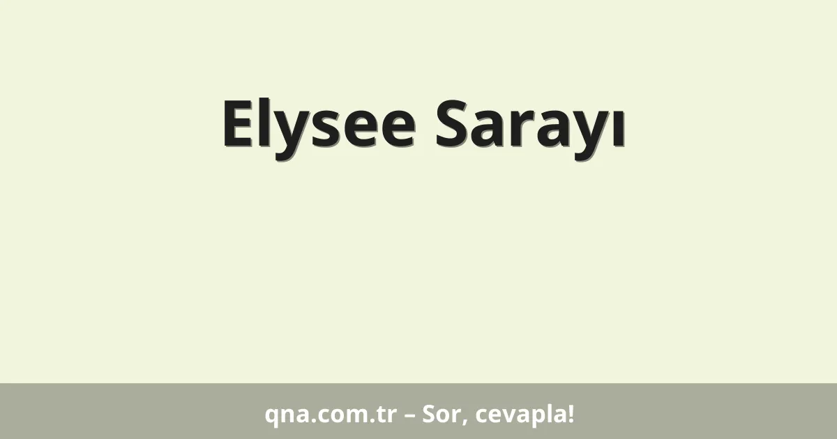 Elysee Sarayı