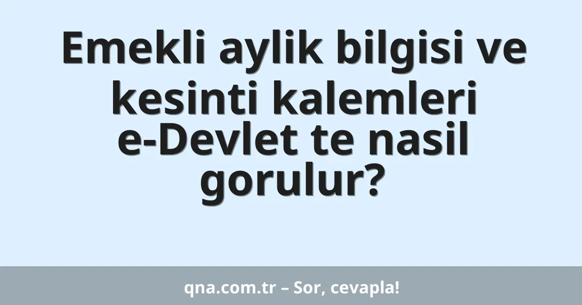 Emekli aylik bilgisi ve kesinti kalemleri e-Devlet te nasil gorulur?