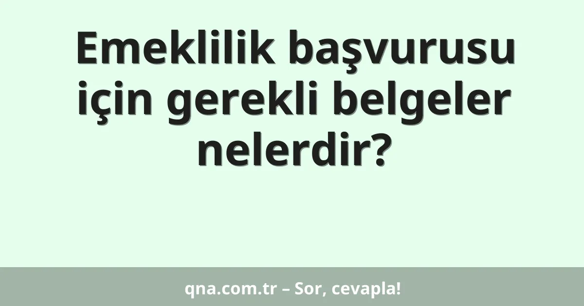 Emeklilik başvurusu için gerekli belgeler nelerdir?