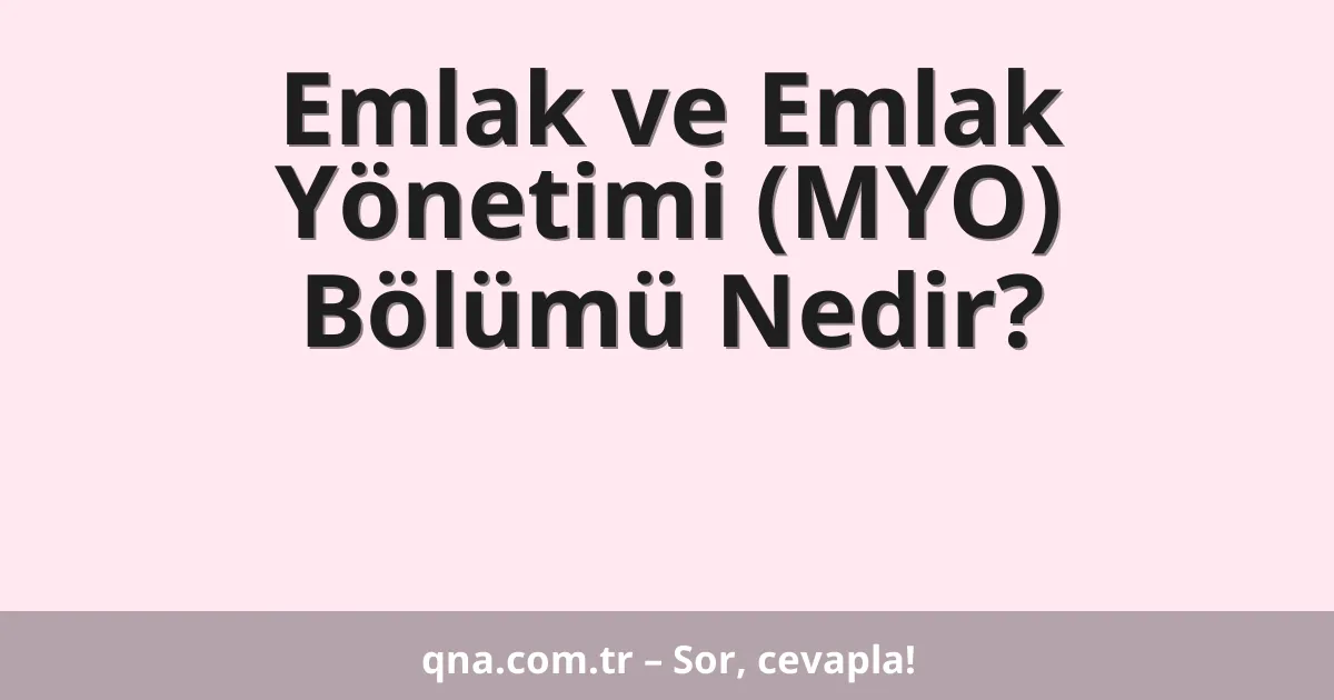 Emlak ve Emlak Yönetimi (MYO) Bölümü Nedir?