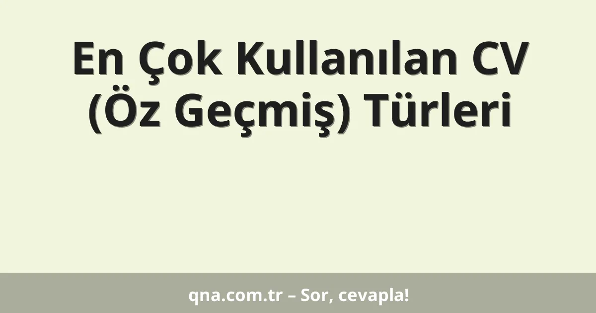 En Çok Kullanılan CV (Öz Geçmiş) Türleri