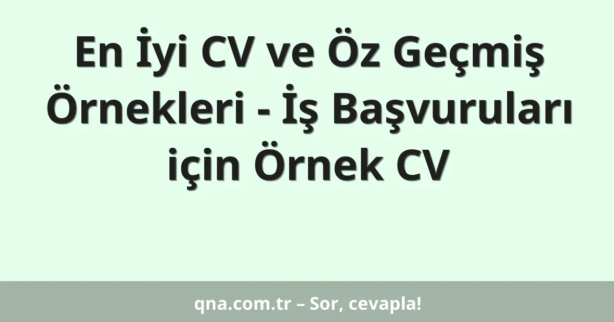 En İyi CV ve Öz Geçmiş Örnekleri - İş Başvuruları için Örnek CV
