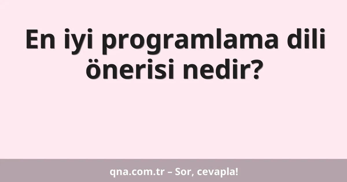 En iyi programlama dili önerisi nedir?
