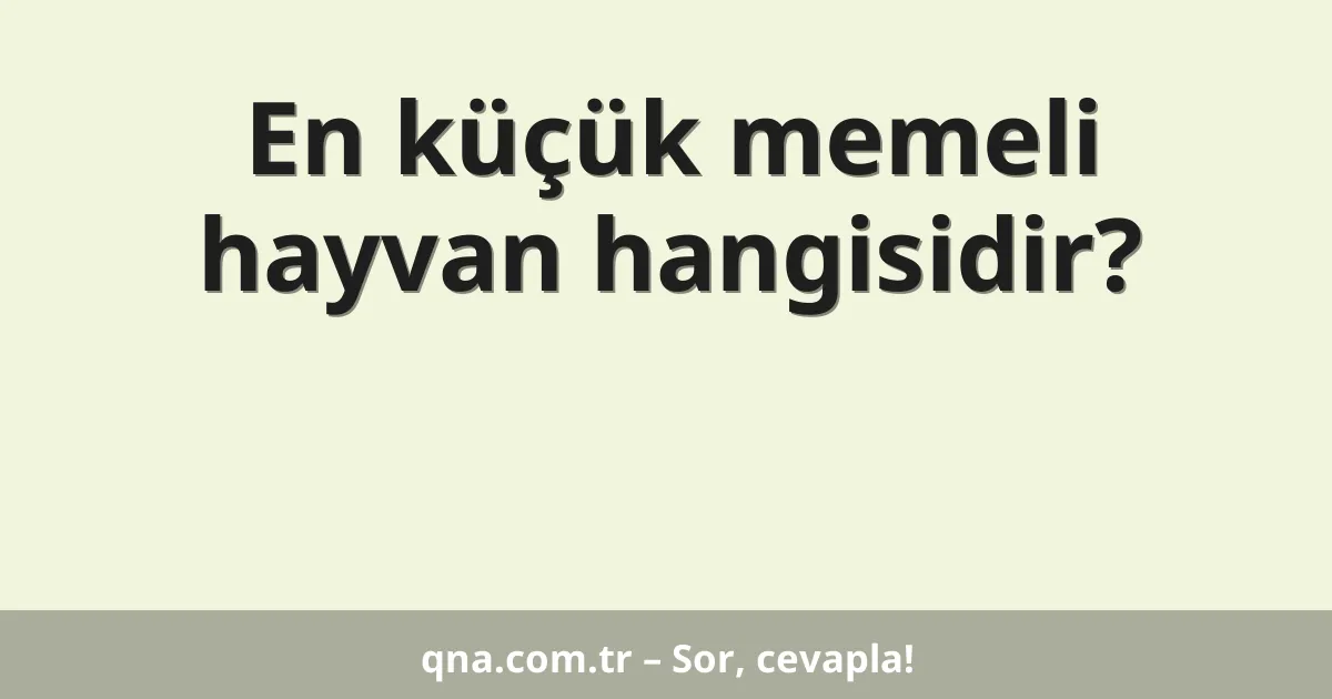 En küçük memeli hayvan hangisidir?