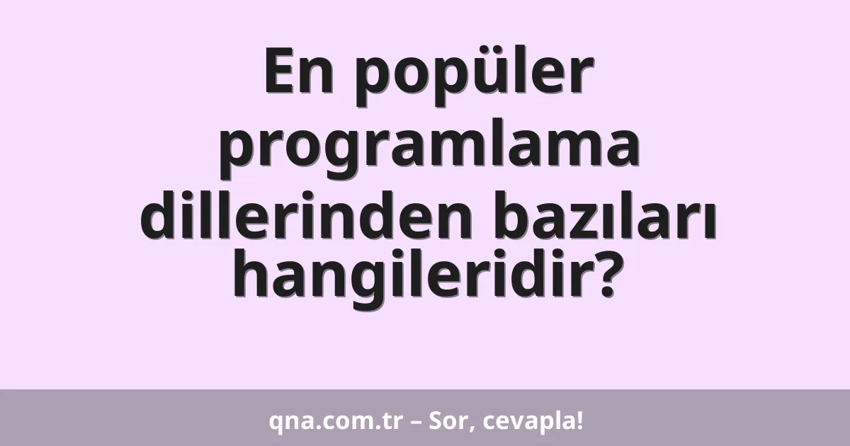 En popüler programlama dillerinden bazıları hangileridir?
