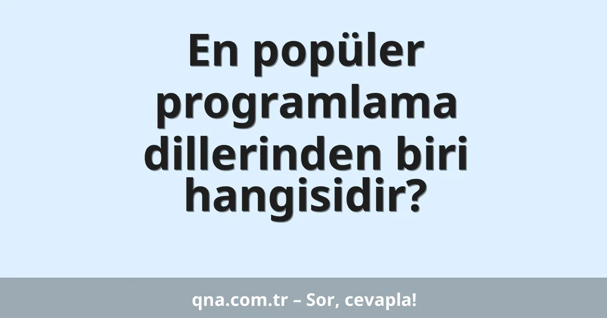 En popüler programlama dillerinden biri hangisidir?