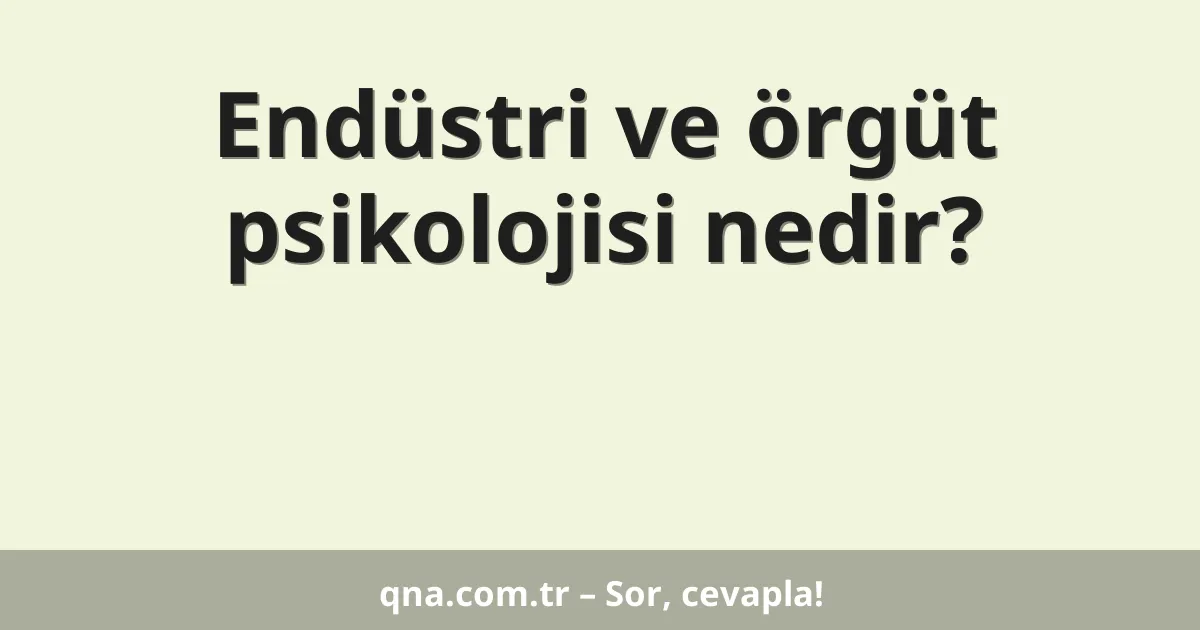 Endüstri ve örgüt psikolojisi nedir?