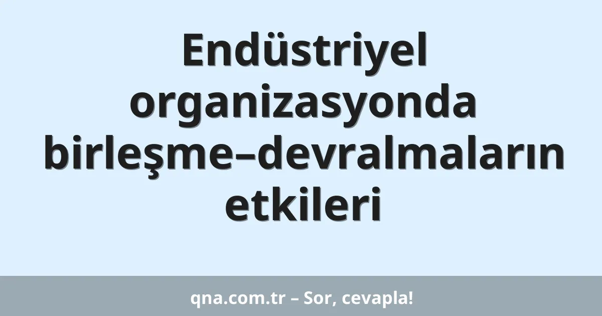 Endüstriyel organizasyonda birleşme–devralmaların etkileri