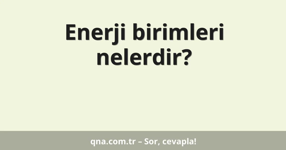Enerji birimleri nelerdir?