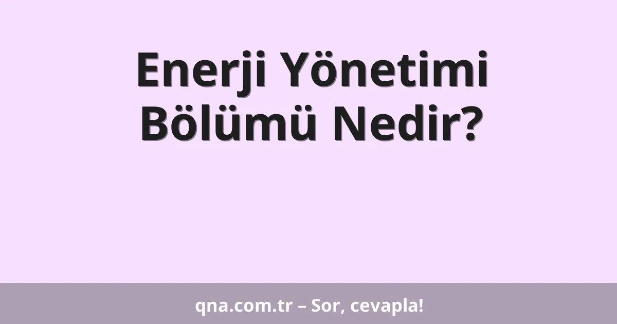 Enerji Yönetimi Bölümü Nedir?