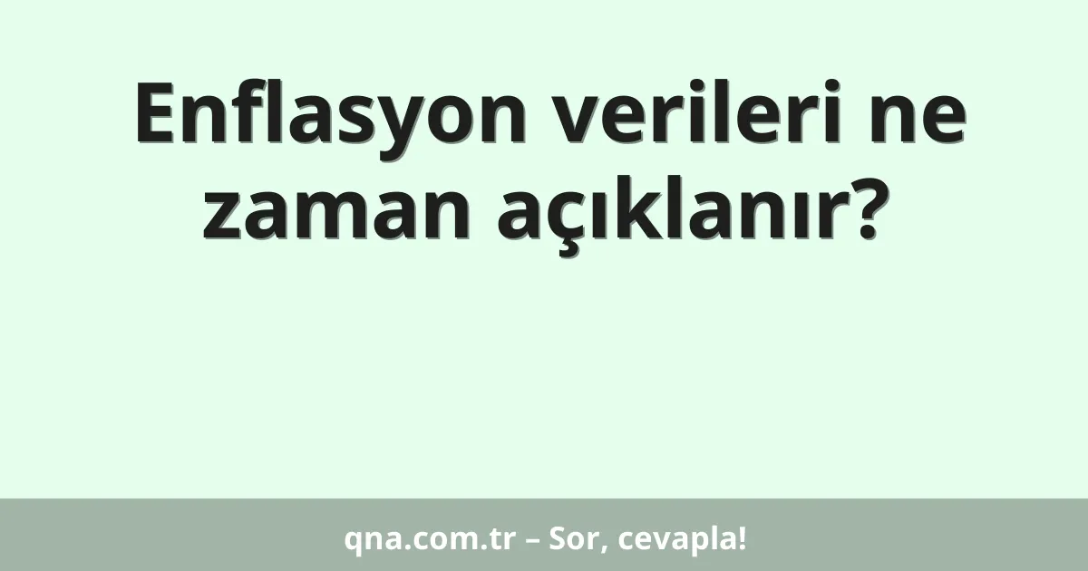 Enflasyon verileri ne zaman açıklanır?