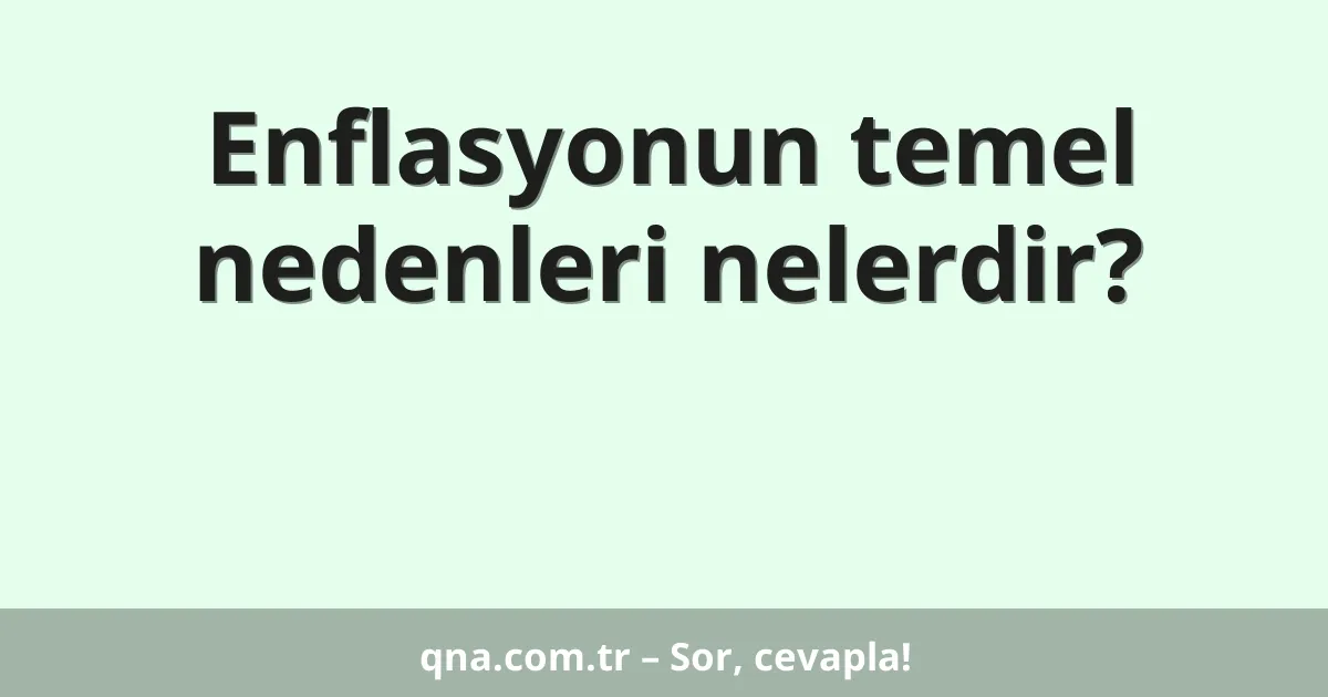 Enflasyonun temel nedenleri nelerdir?