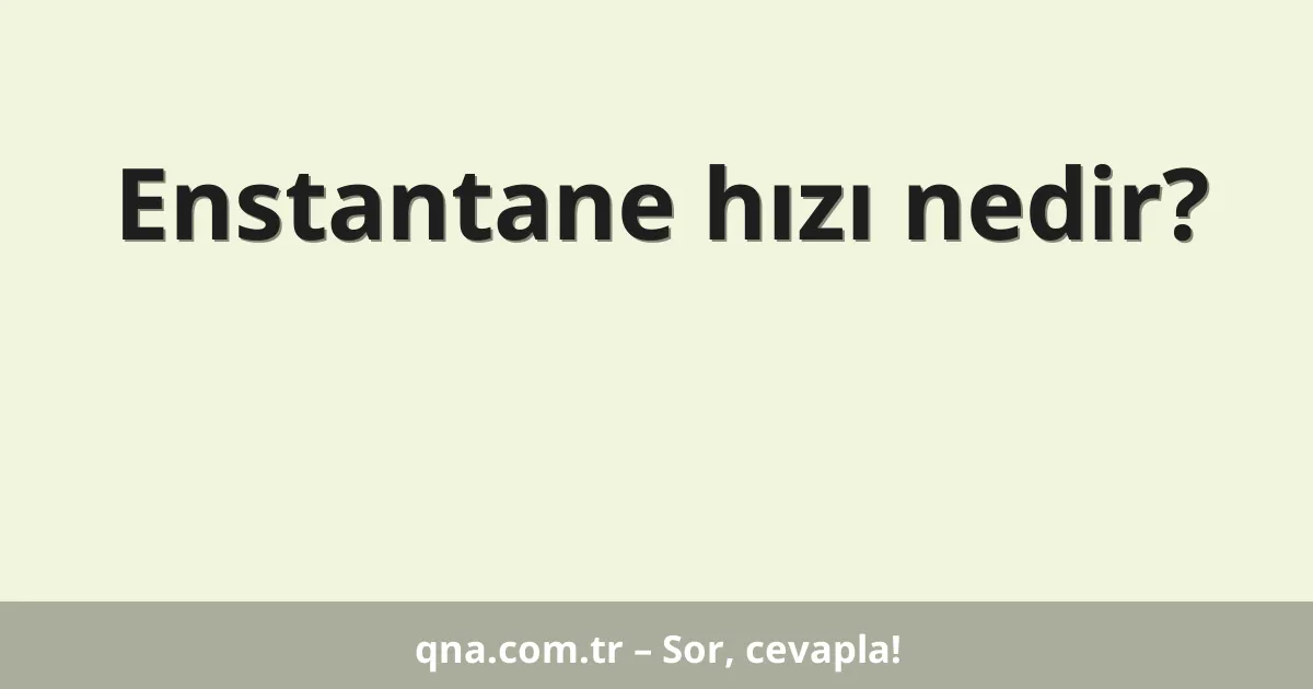 Enstantane hızı nedir?