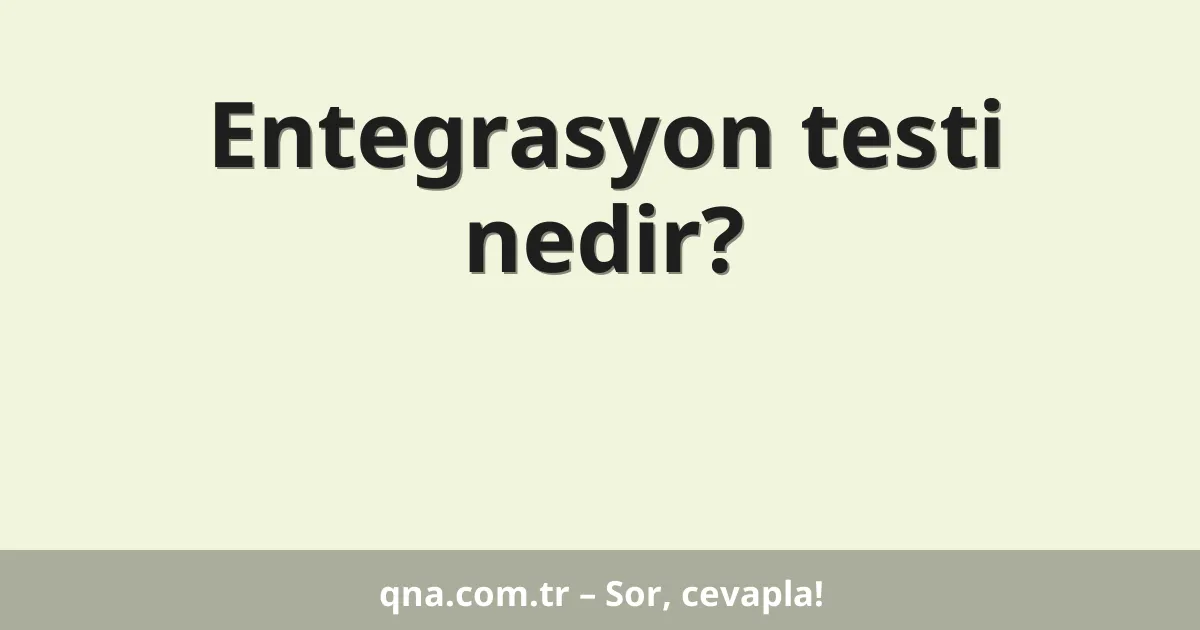 Entegrasyon testi nedir?